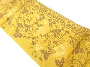 葡萄唐草に鳥模様織出し全通袋帯